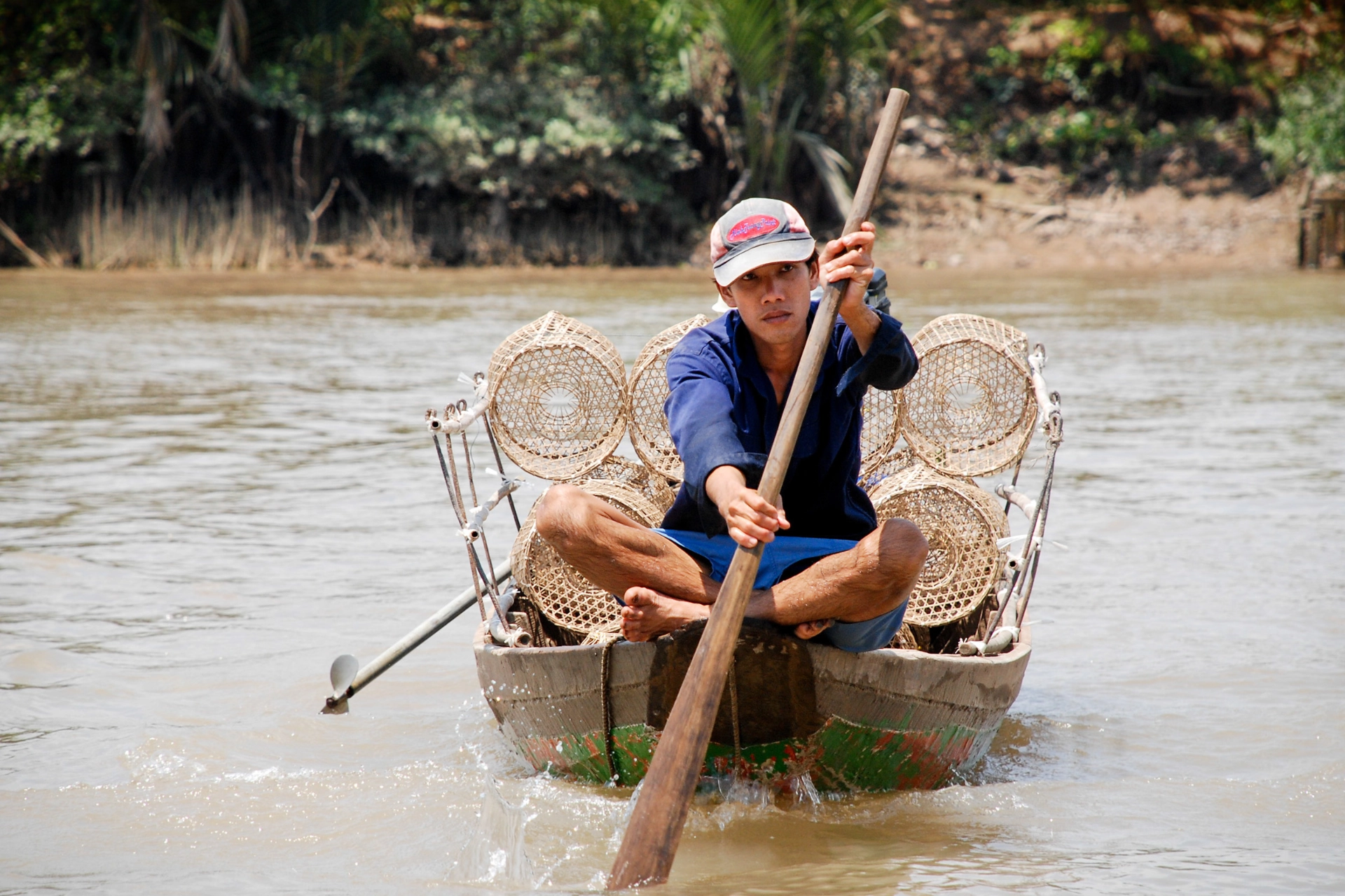 Fiskebåt i Mekongdeltaet, Vietnam